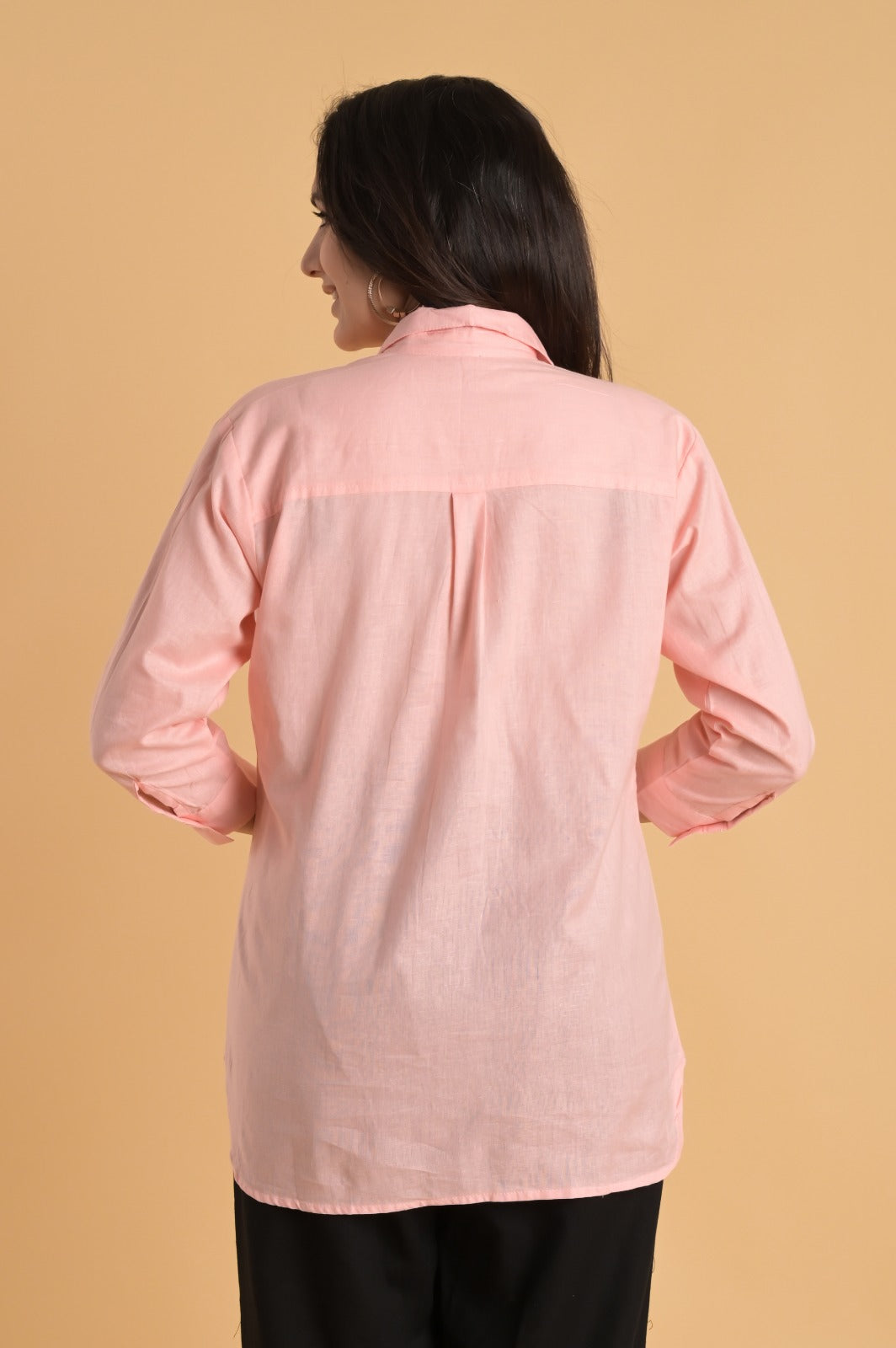 Linen Blend Pink Shirt