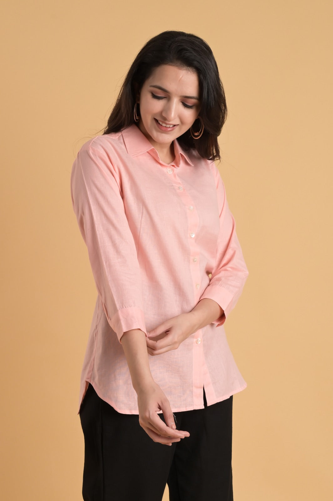 Linen Blend Pink Shirt