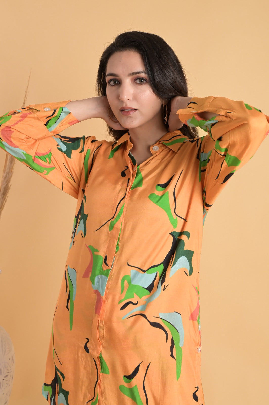 Floral Button Down Muslin Orange Co-ord Set