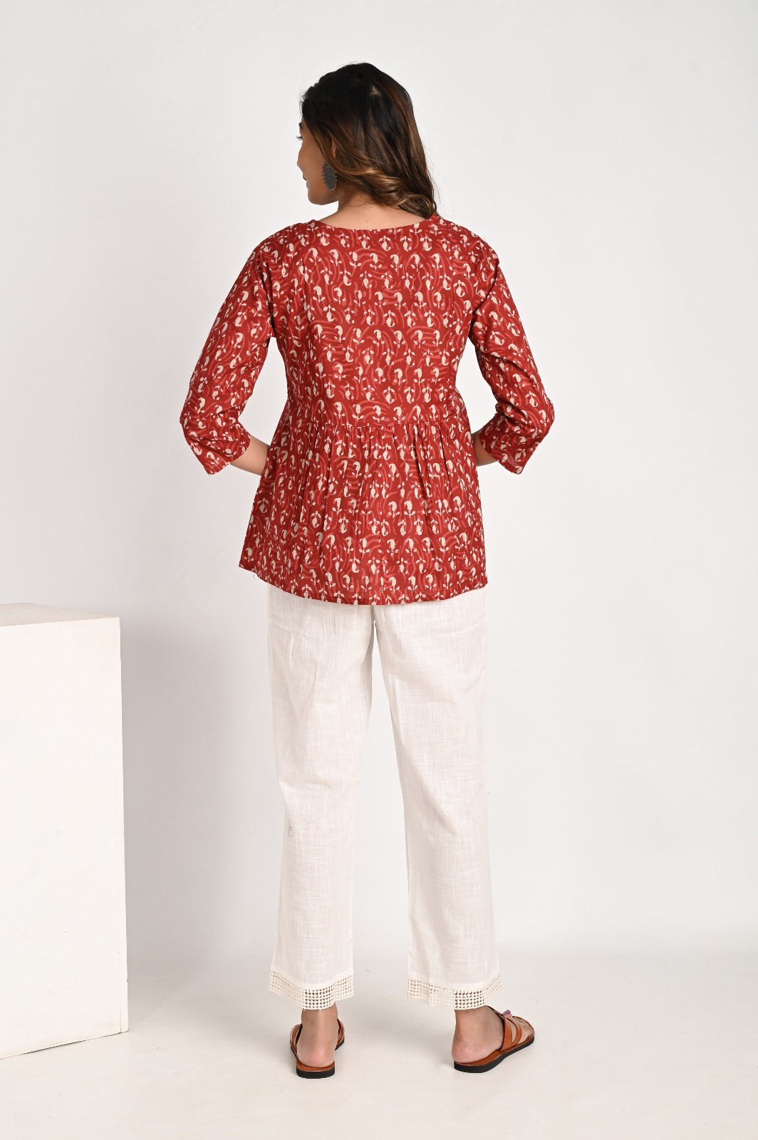 Peplum Red Top With Tassel