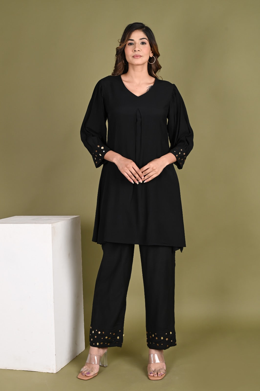 Buy online Black Solid With Work Co-ord Set from ethnic wear for Women by  Scakhi for ₹3150 at 65% off