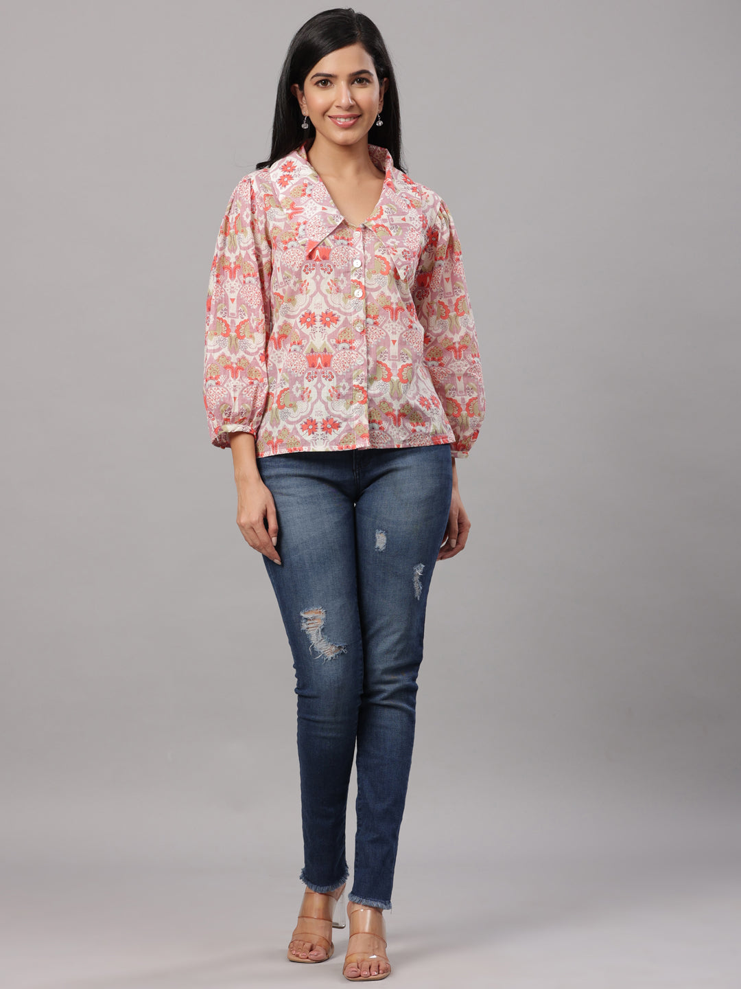 Purple Victorian Collar Shirt Top