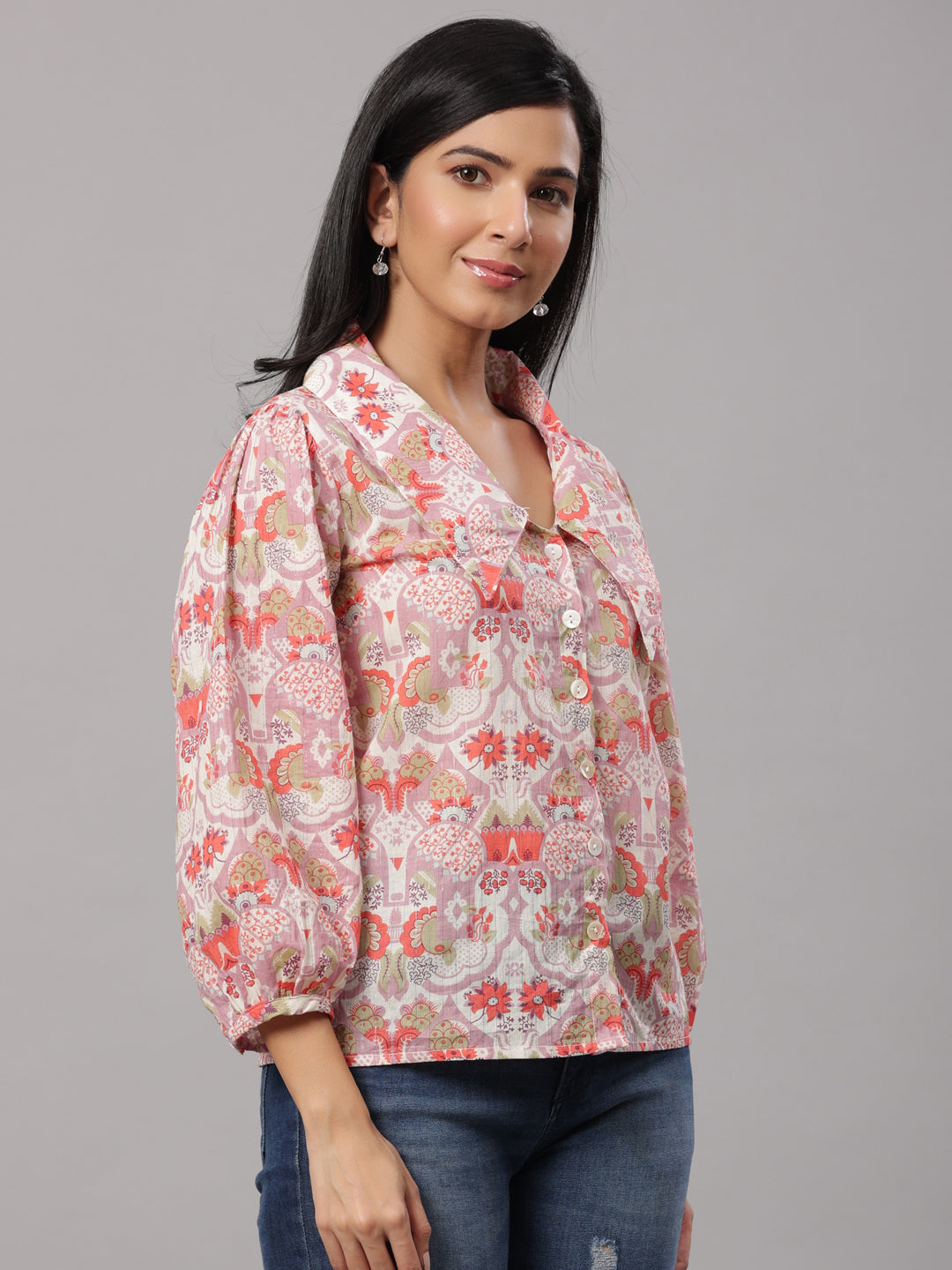 Purple Victorian Collar Shirt Top