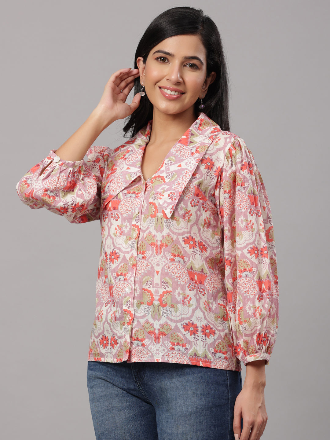 Purple Victorian Collar Shirt Top