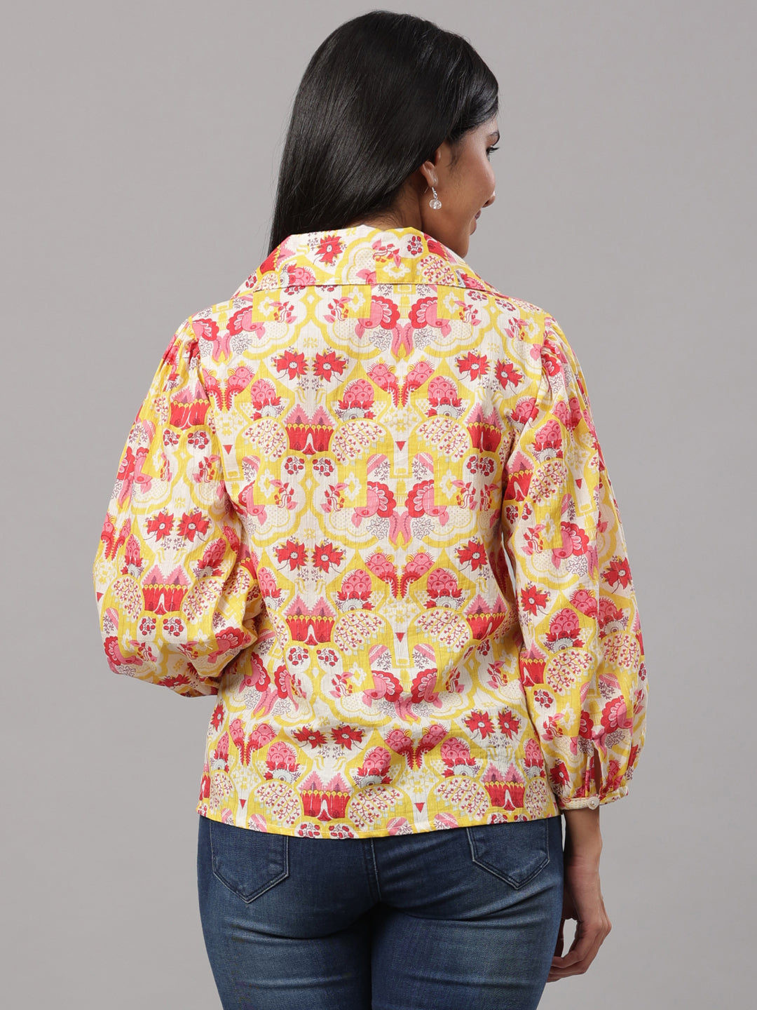 Yellow Victorian Collar Shirt Top