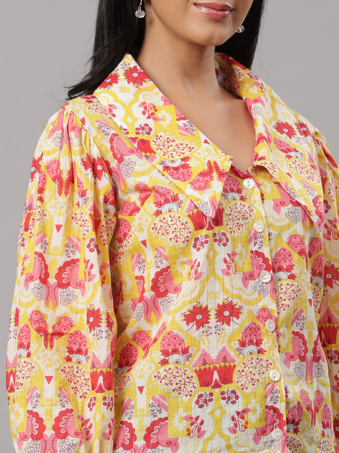 Yellow Victorian Collar Shirt Top