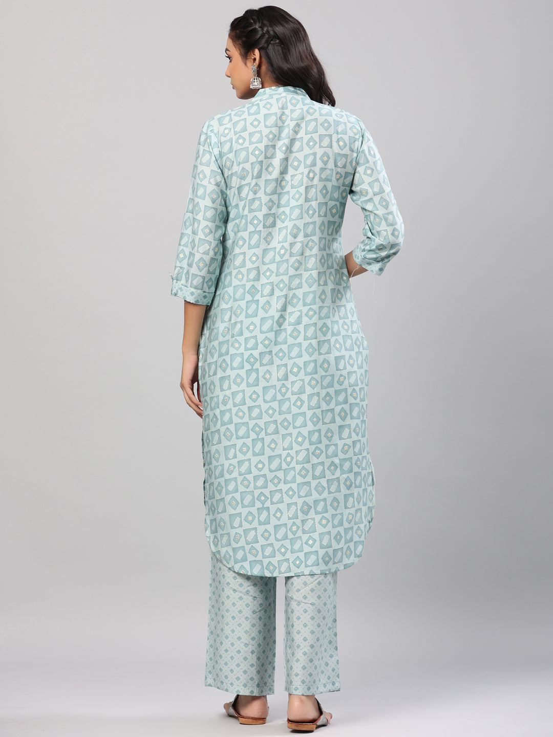 Blue Geometric Print Blue Co-Ord Set