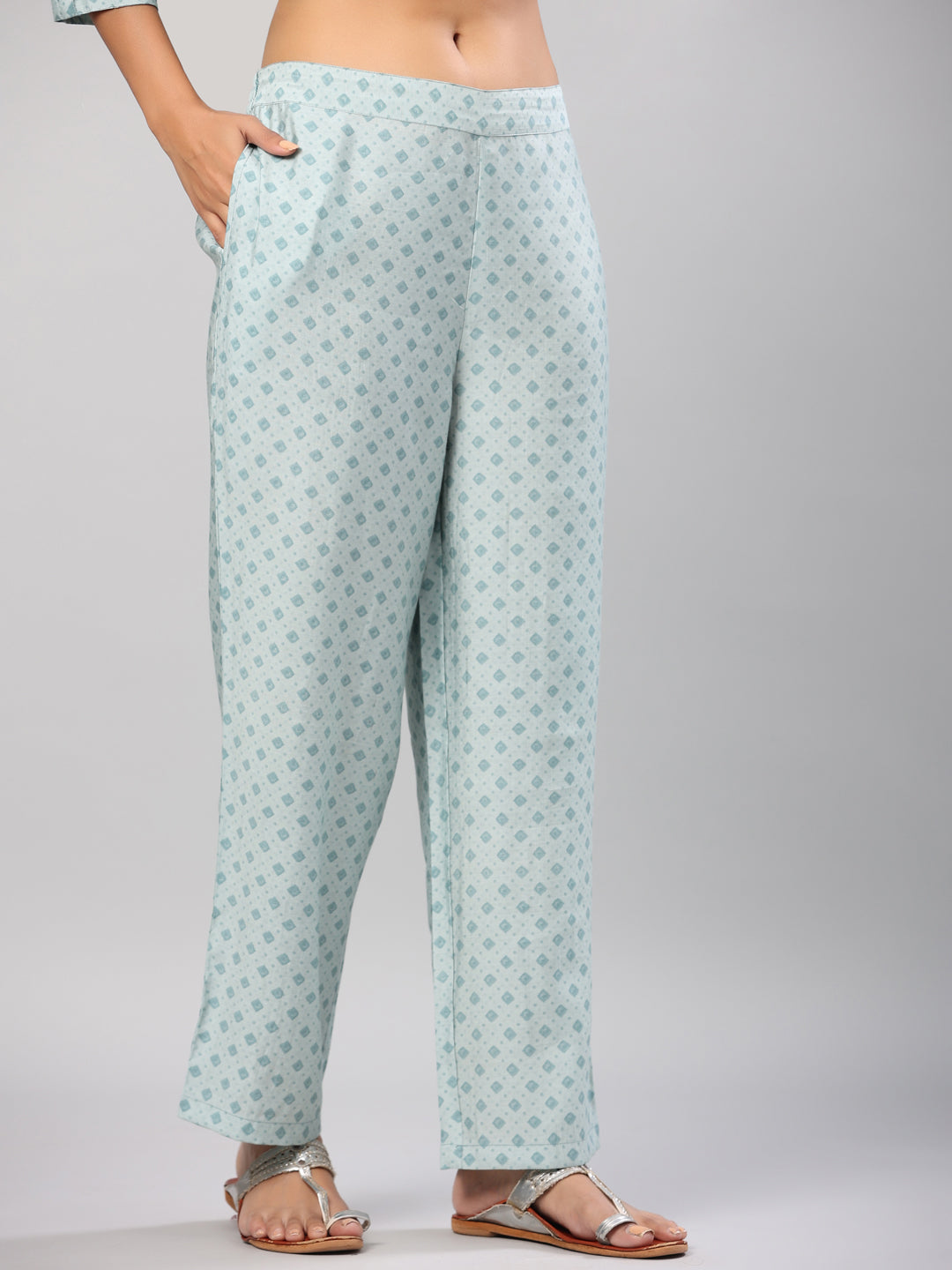 Blue Geometric Print Blue Co-Ord Set