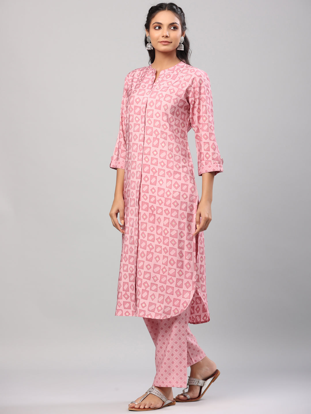 Geometric Print Pink Co-Ord Set