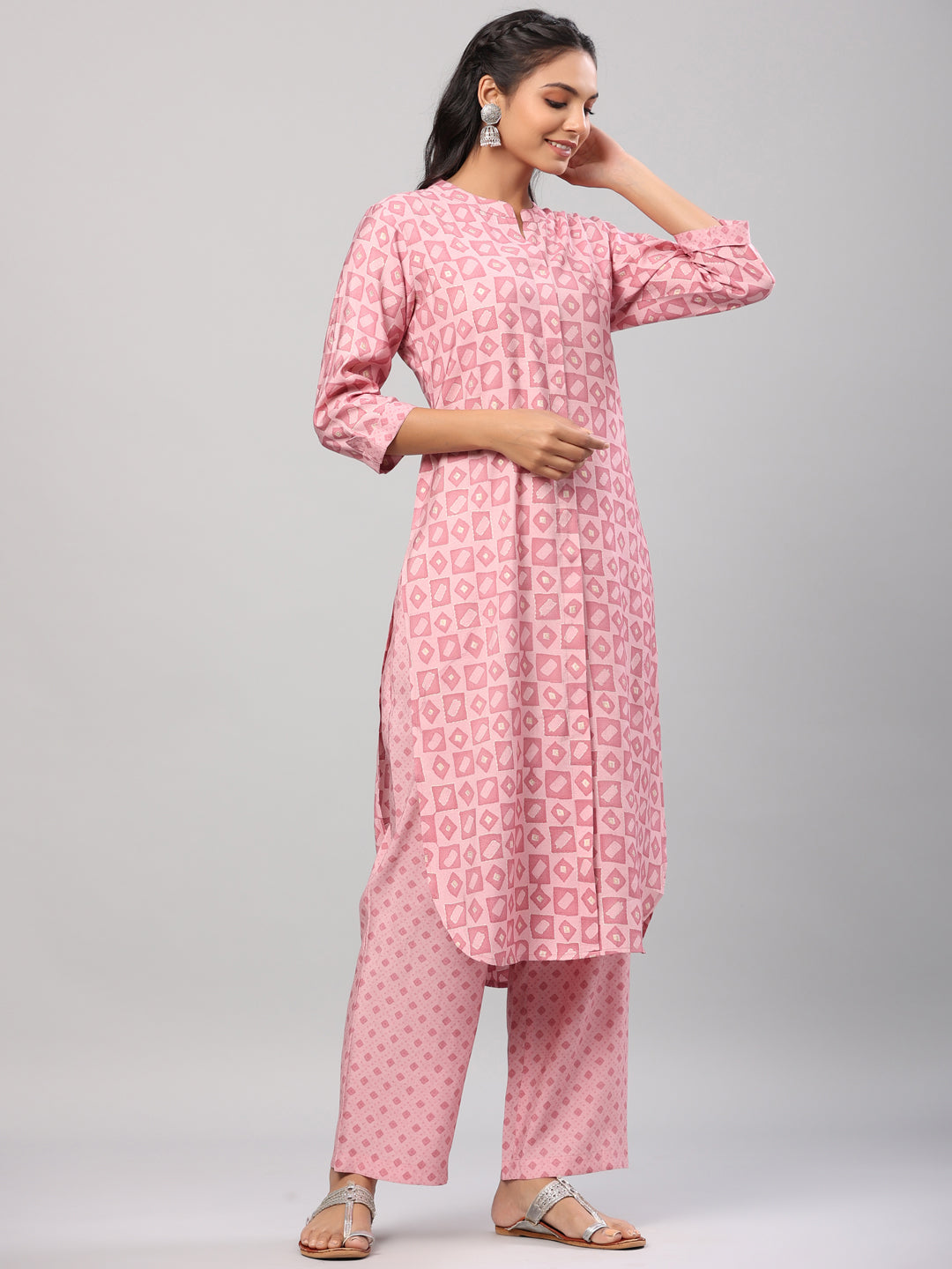 Geometric Print Pink Co-Ord Set