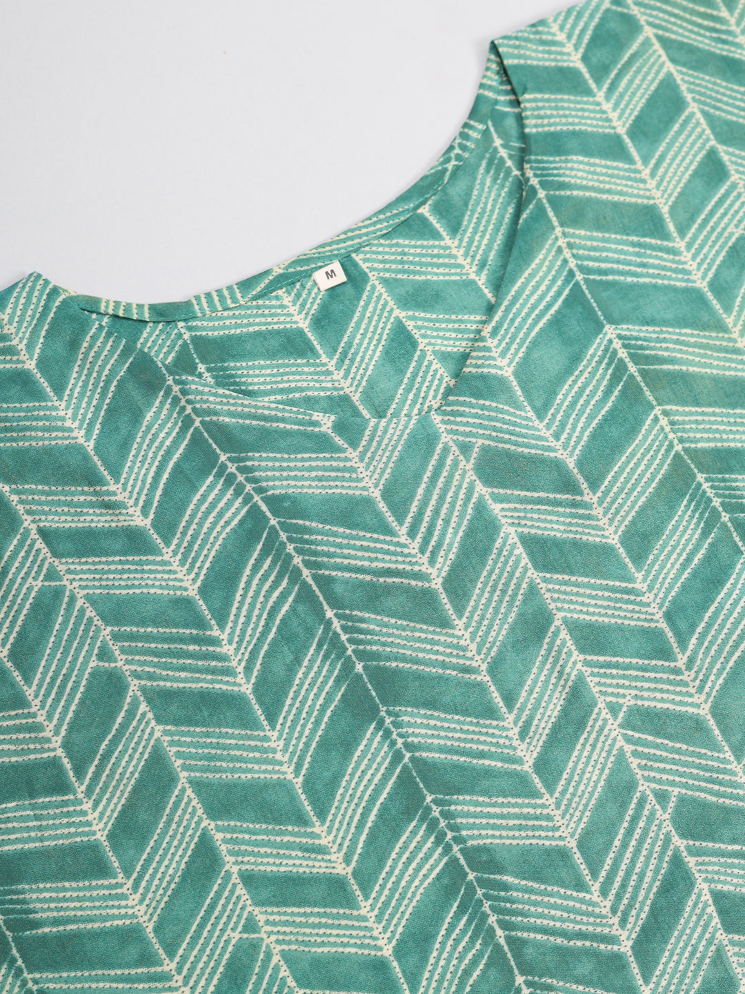 Green Silk Blend Printed Kaftaan Kurta Set