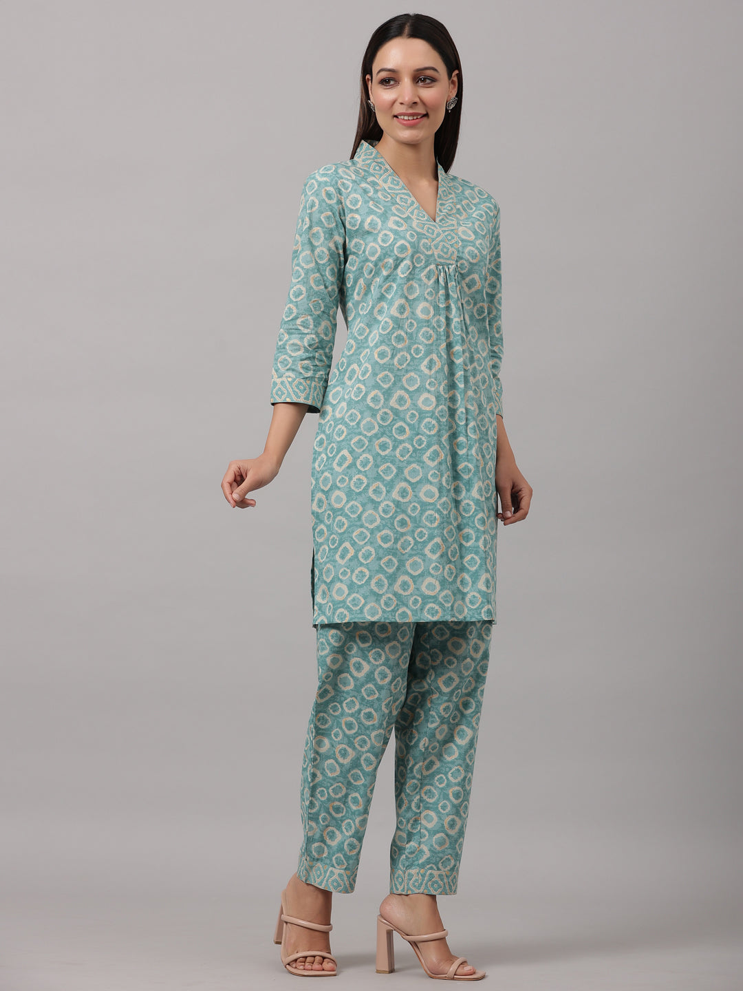 Green Foil Printed Cotton Co-Ord Set