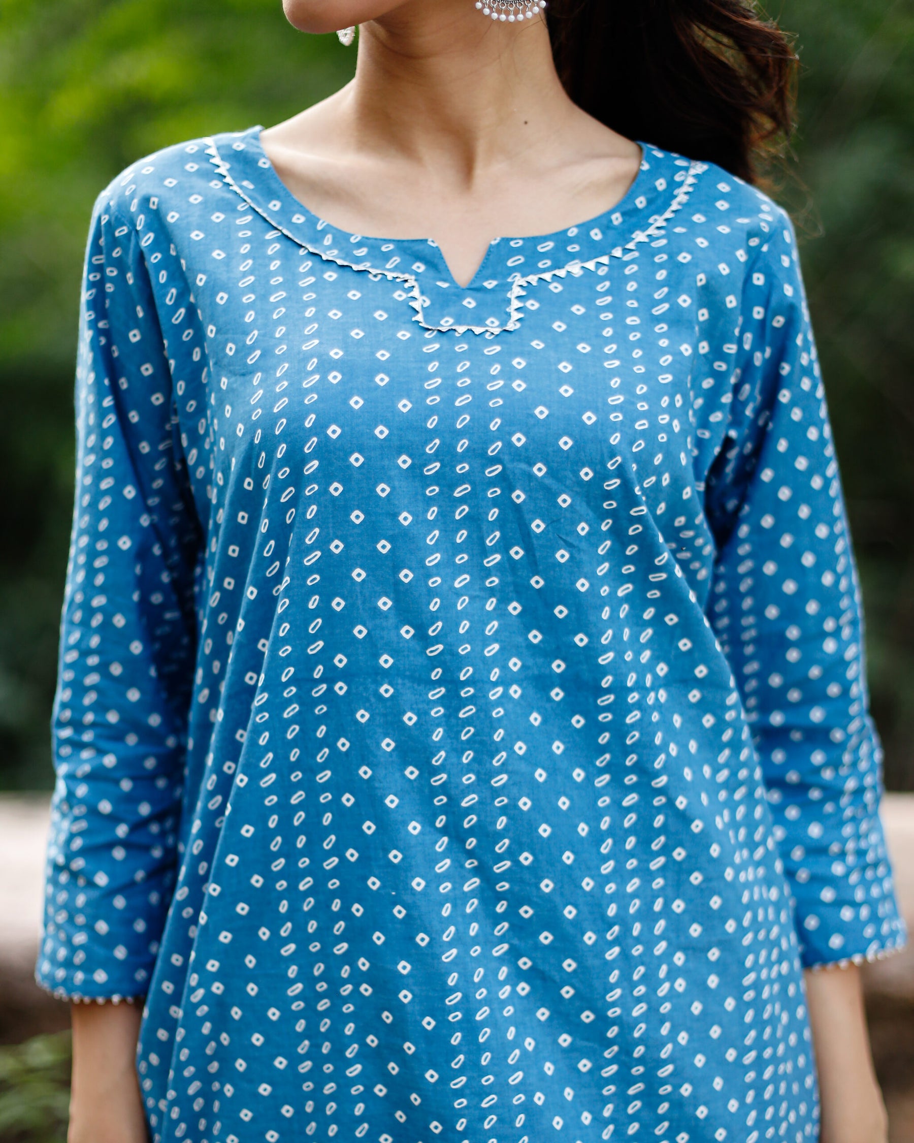 Bandhani Printed Blue Kurta Set