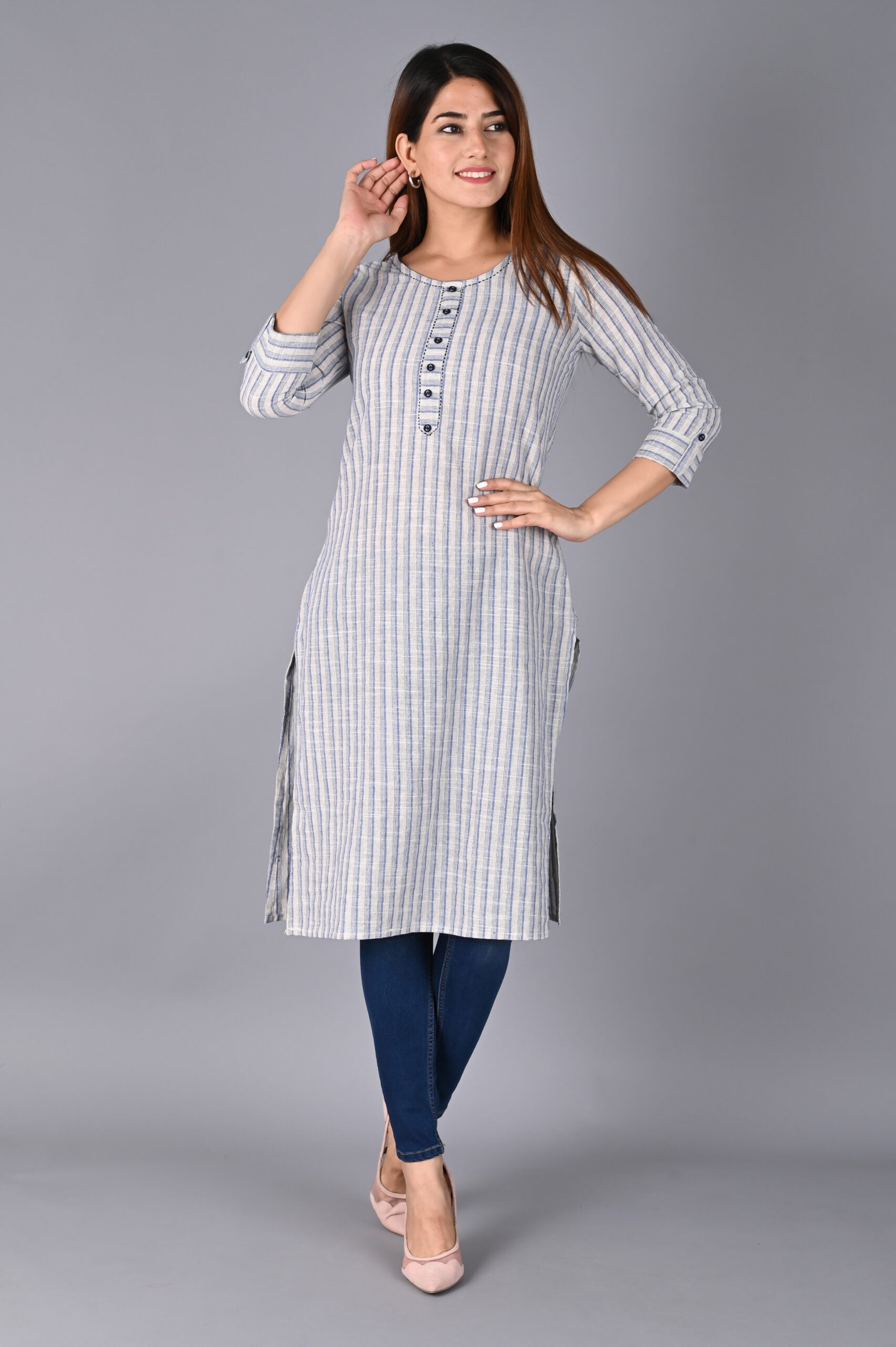 Striped straight kurti