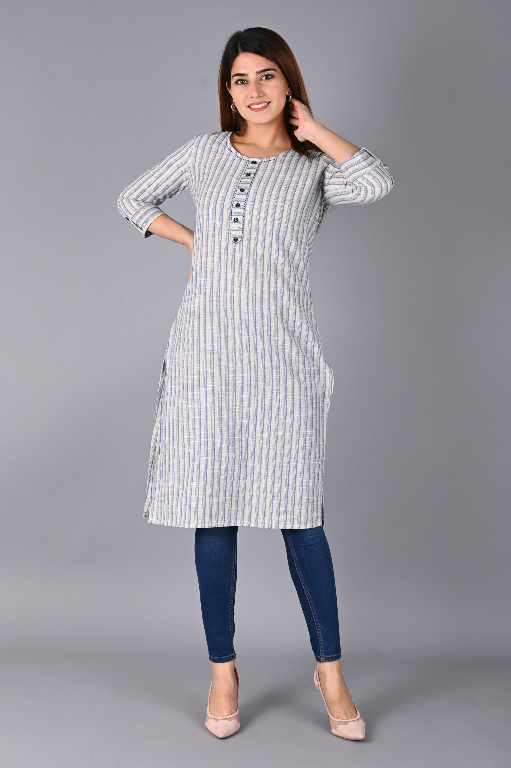 Striped straight kurti