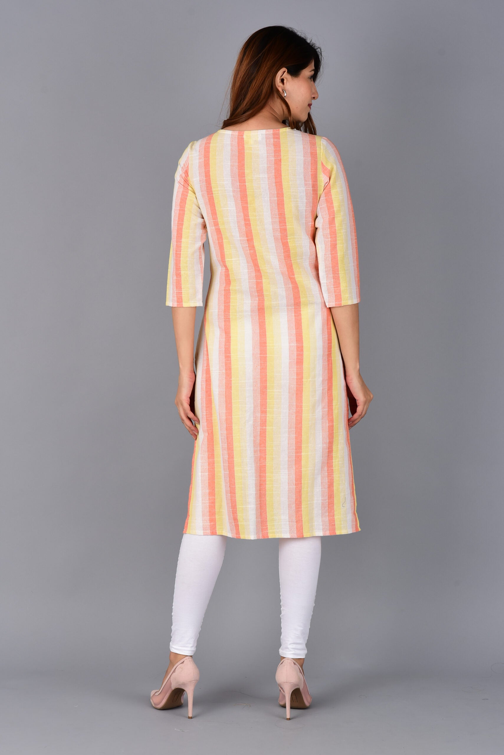 Orange Striped Kurti
