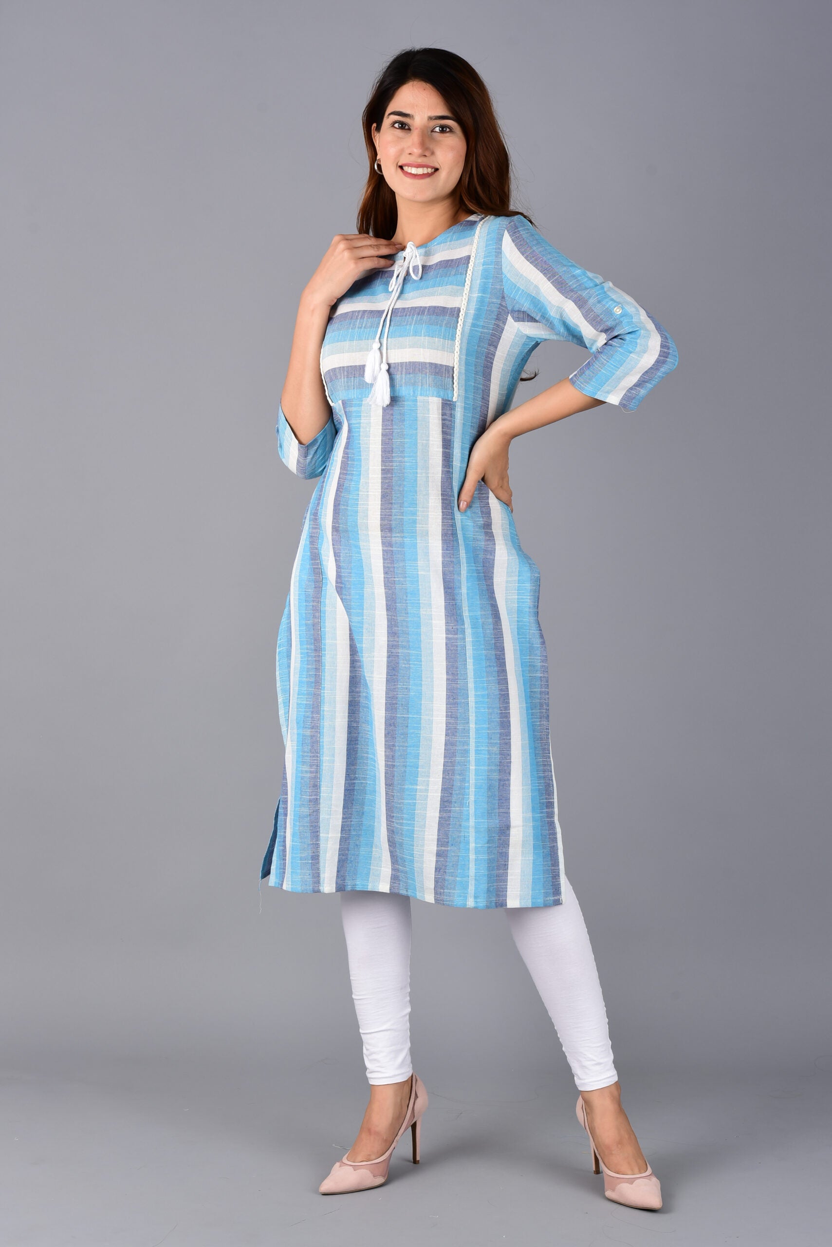 Blue Striped Kurti