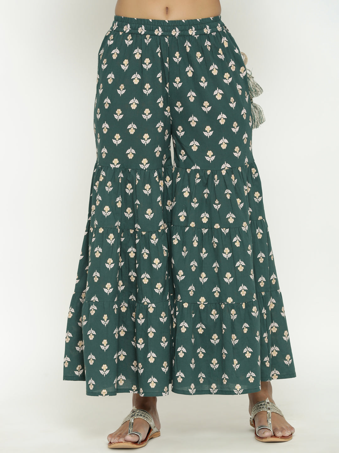 Green Floral Printed Sharara Set