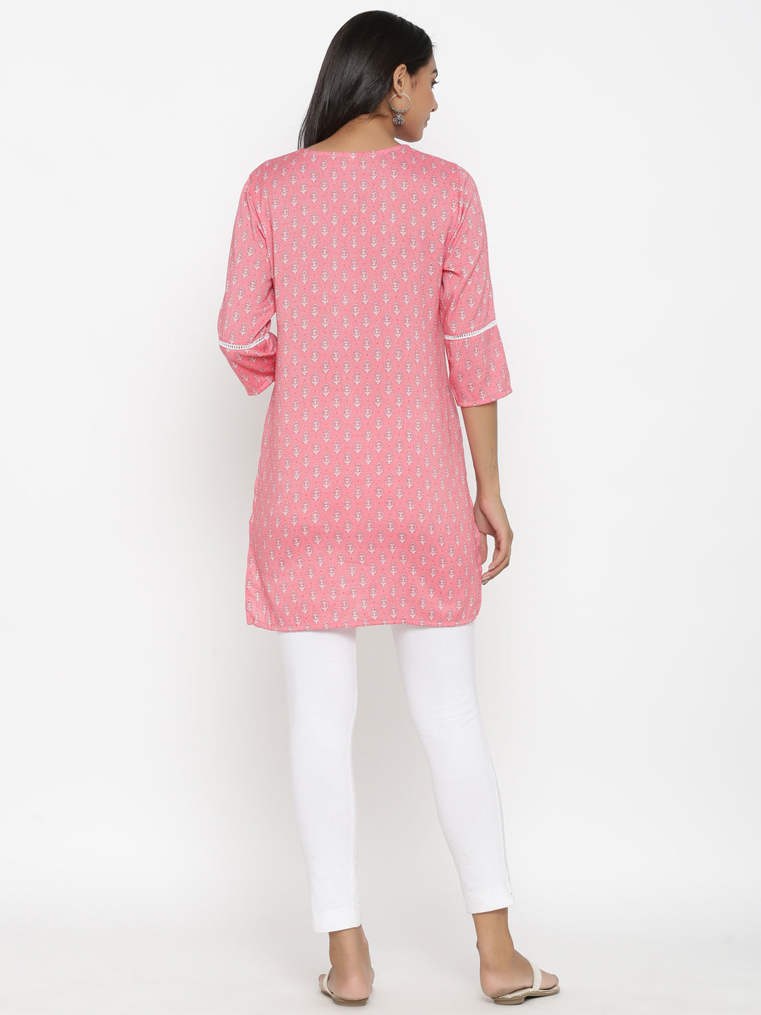 Pink Printed Short Kurti