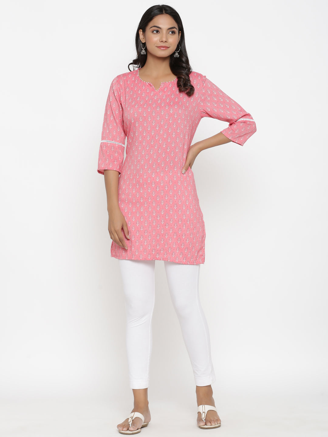 Pink Printed Short Kurti