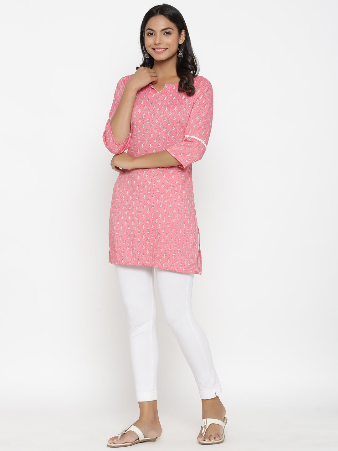 Pink Printed Short Kurti