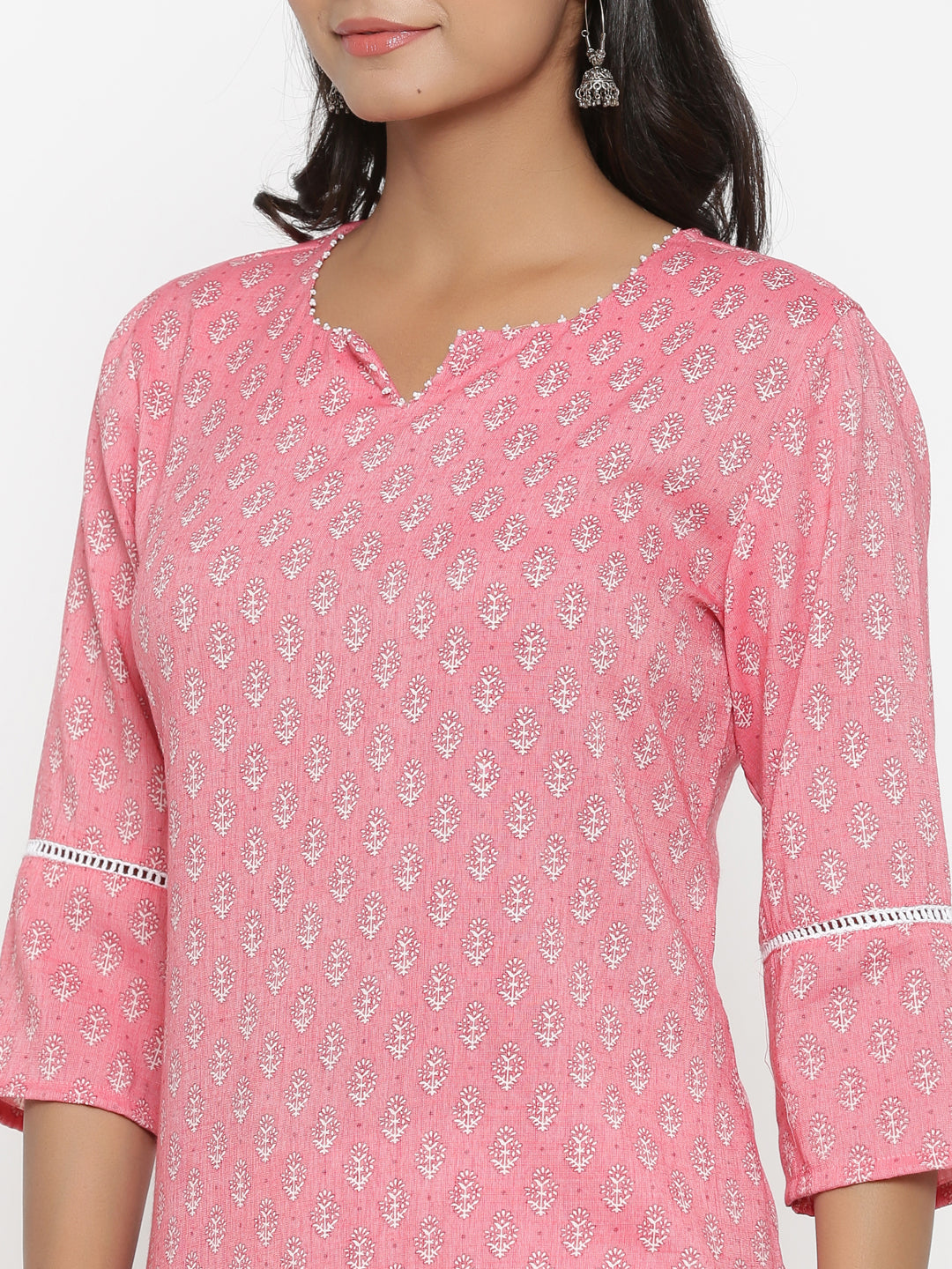 Pink Printed Short Kurti