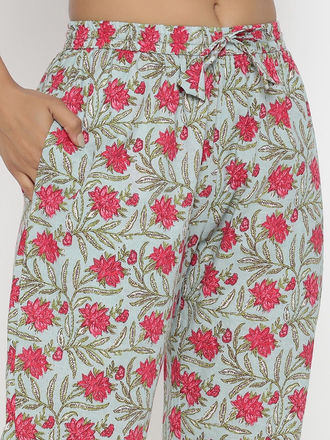 Floral Block Printed Cotton Nightsuit