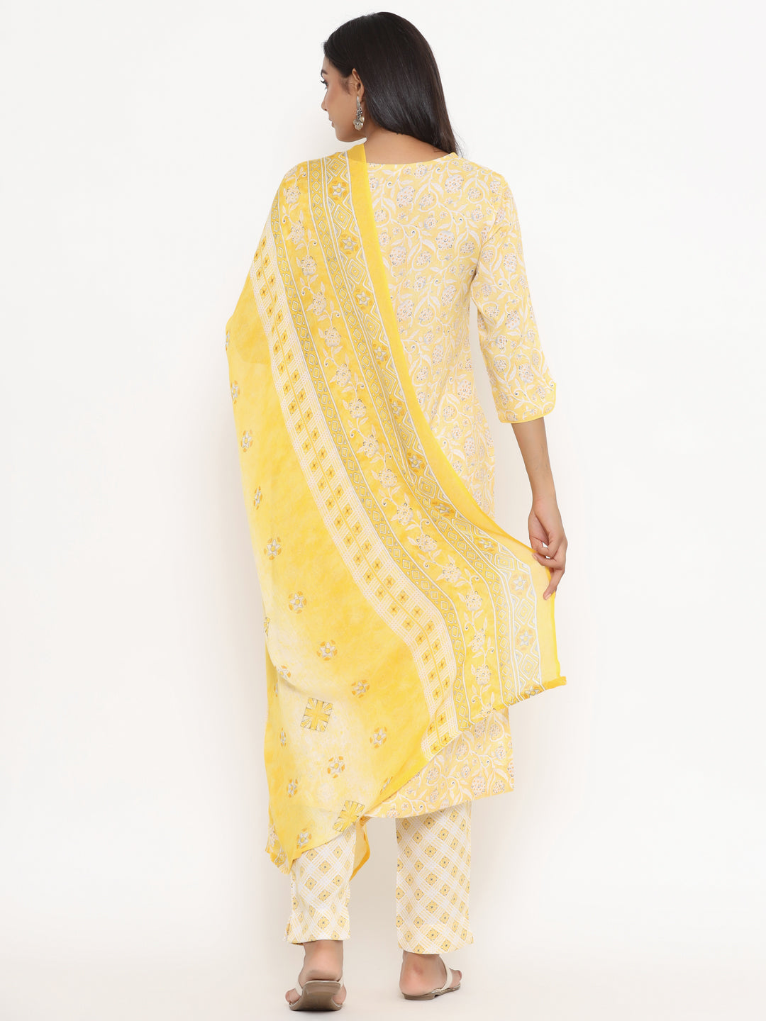 Yellow Printed Suit Set