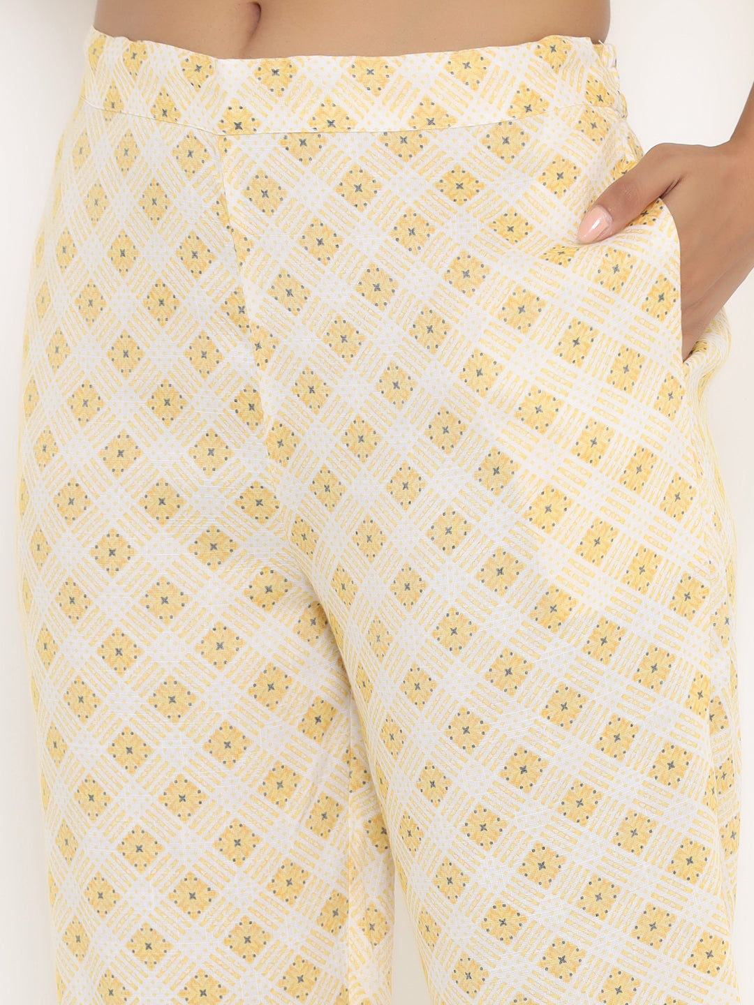 Yellow Printed Suit Set