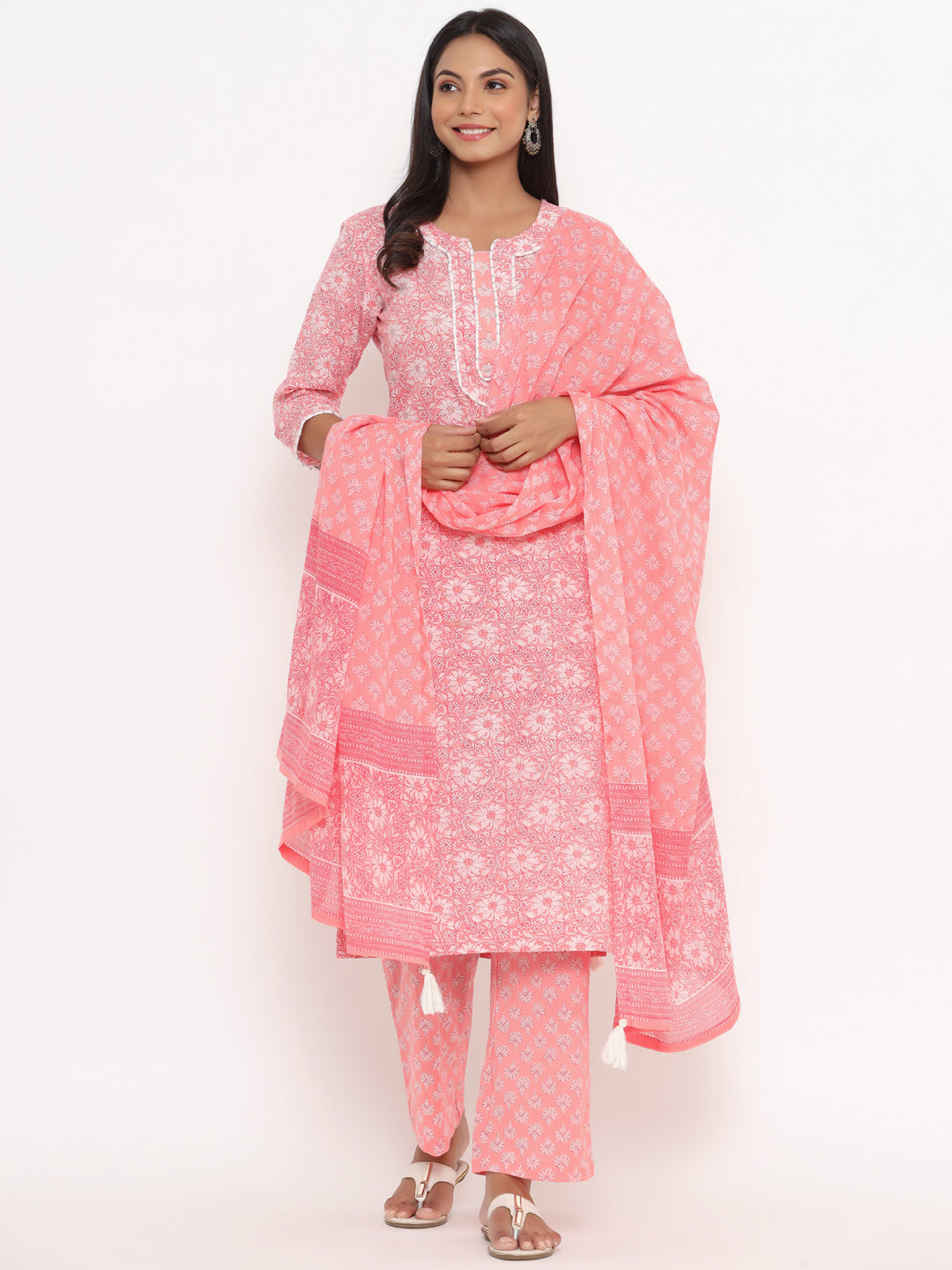 Pink Floral Printed Suit Set