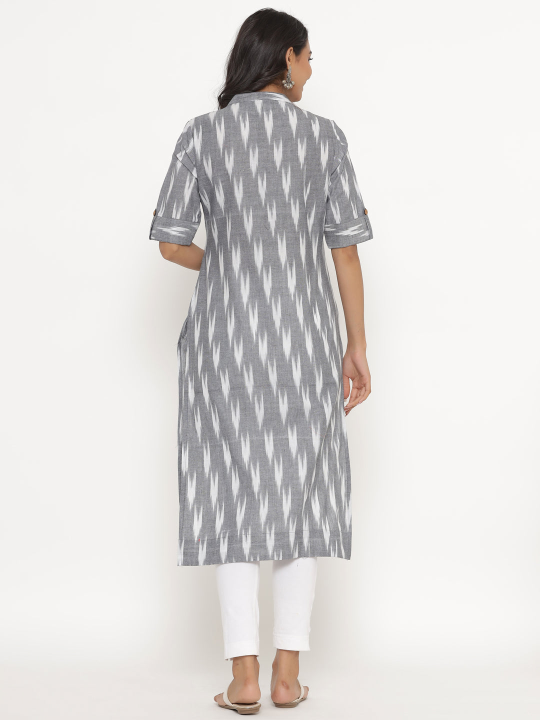 Ikkat printed straight cotton kurta