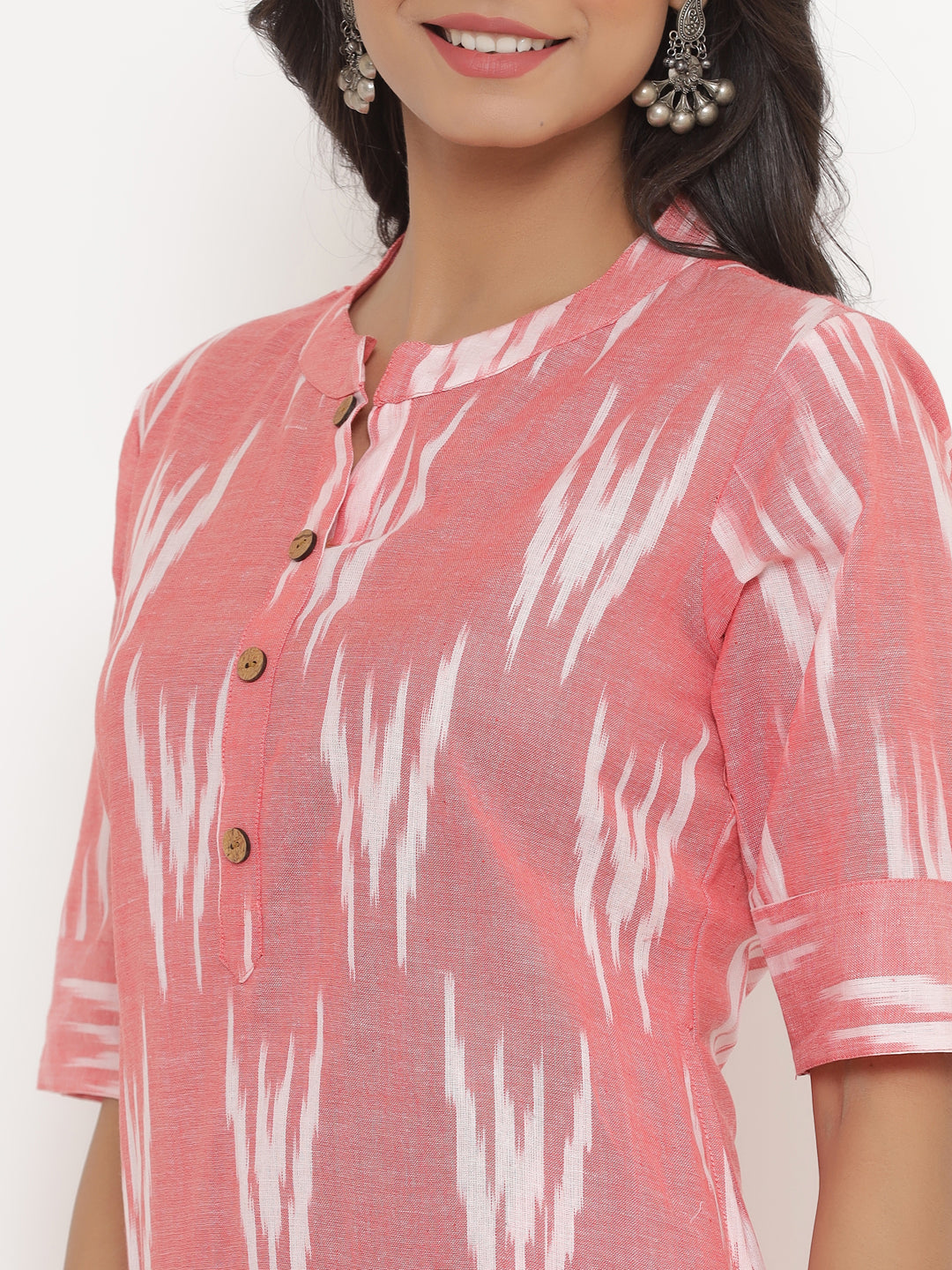 Ikkat printed straight cotton kurta