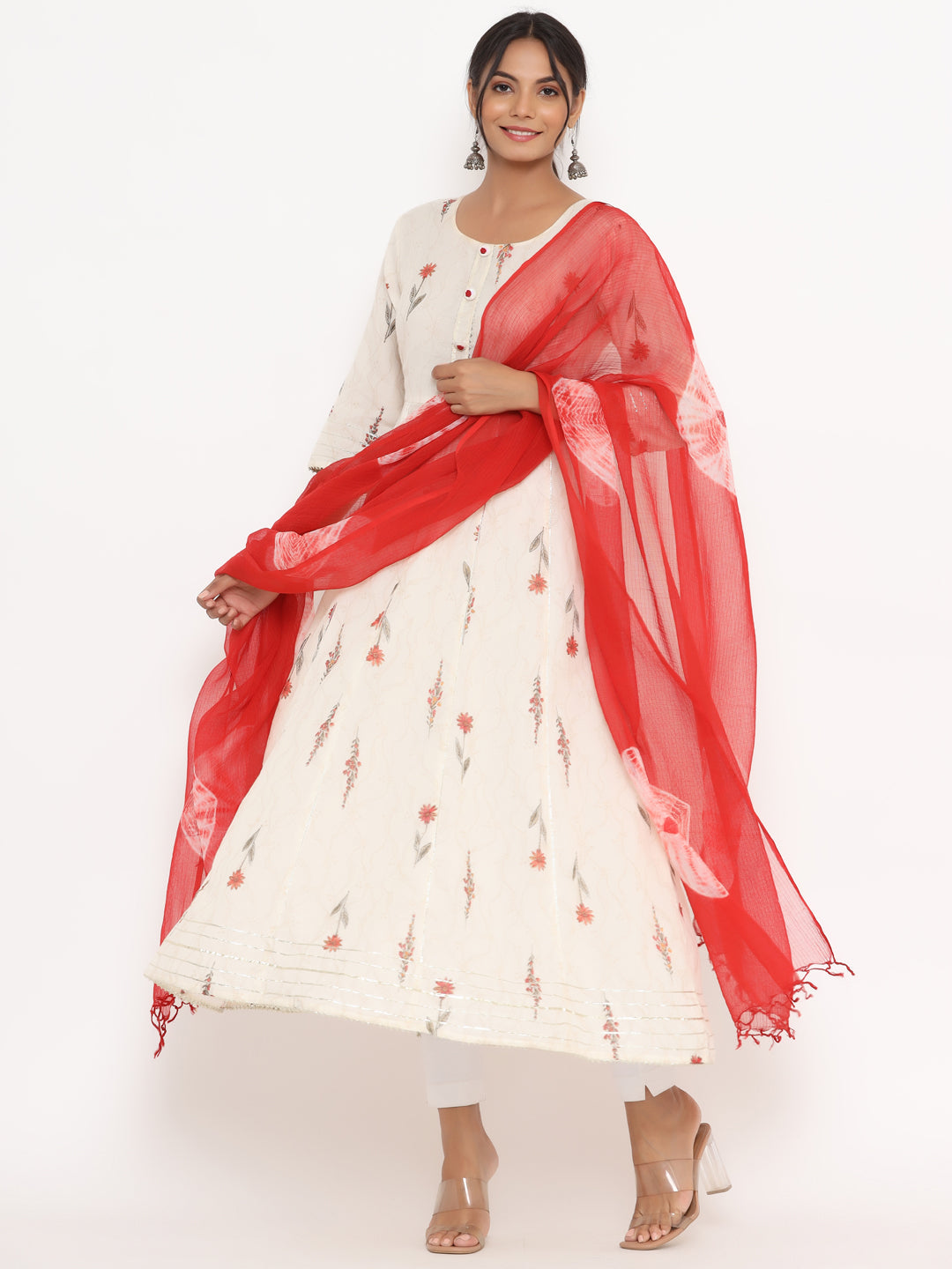 Mulmul Kurta With Tie-Dye Dupatta