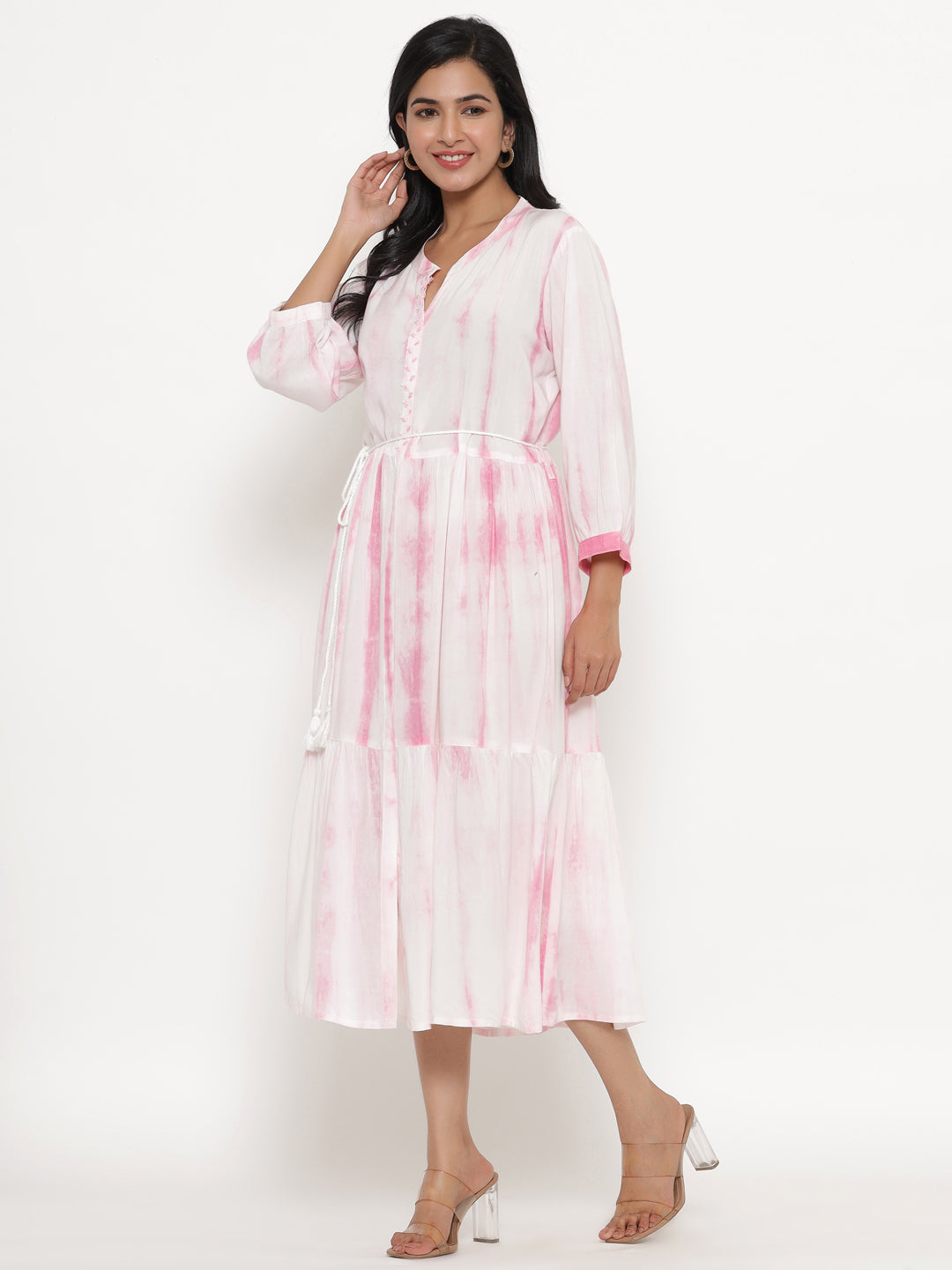 Pink Cotton Tie-Dye Dress