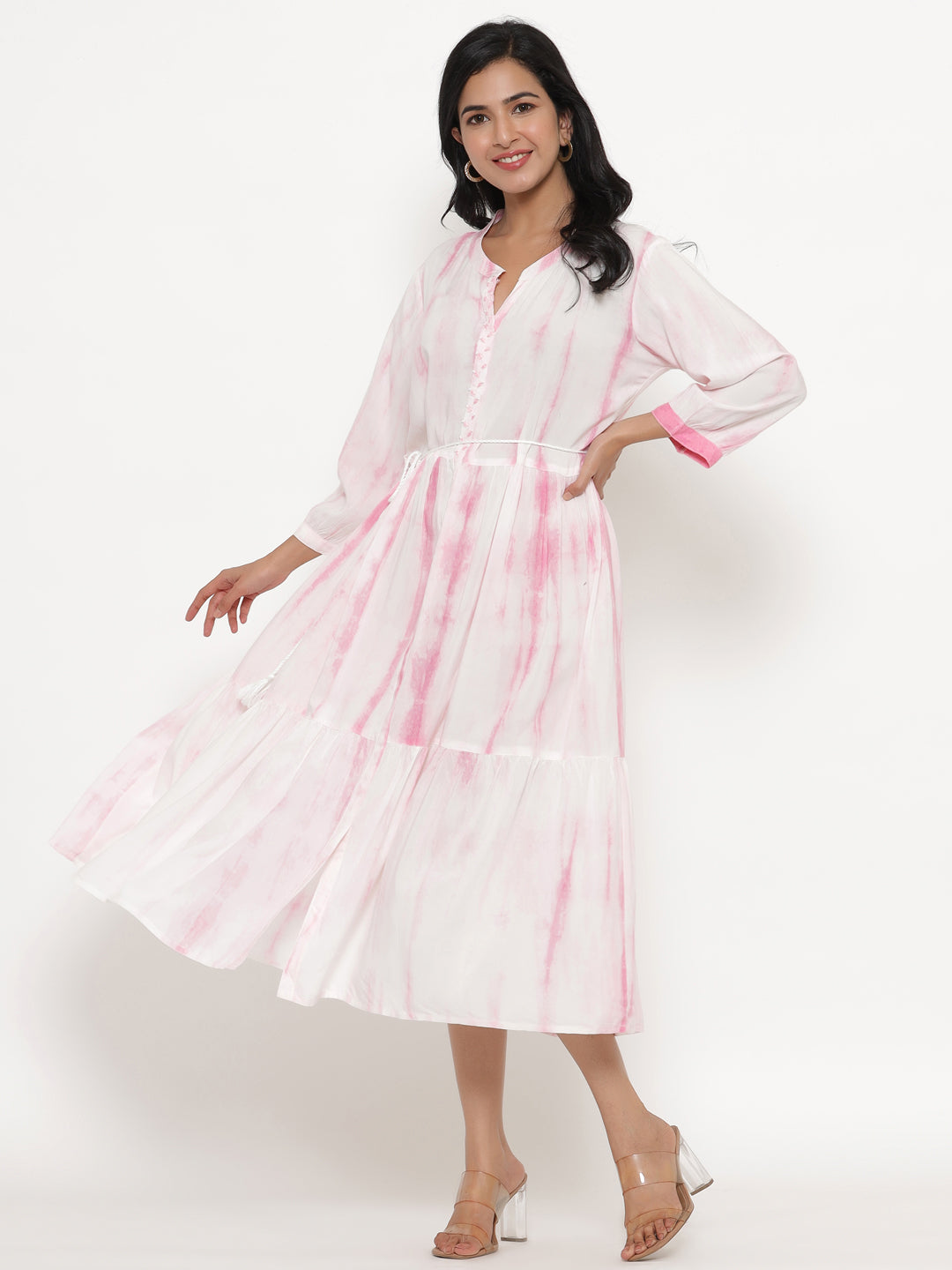 Pink Cotton Tie-Dye Dress