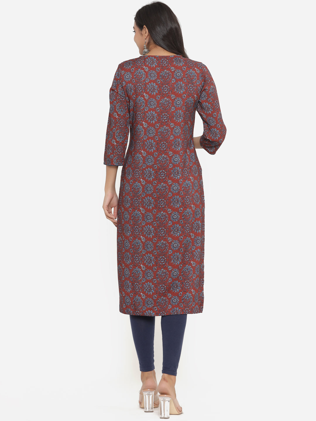 Maroon Ethnic Motifs Printed Kurta