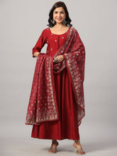 Maroon Embroidered Anarkali Kurta Set