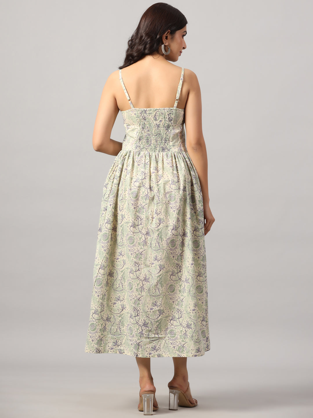 Cotton V-Neck Floral Dress