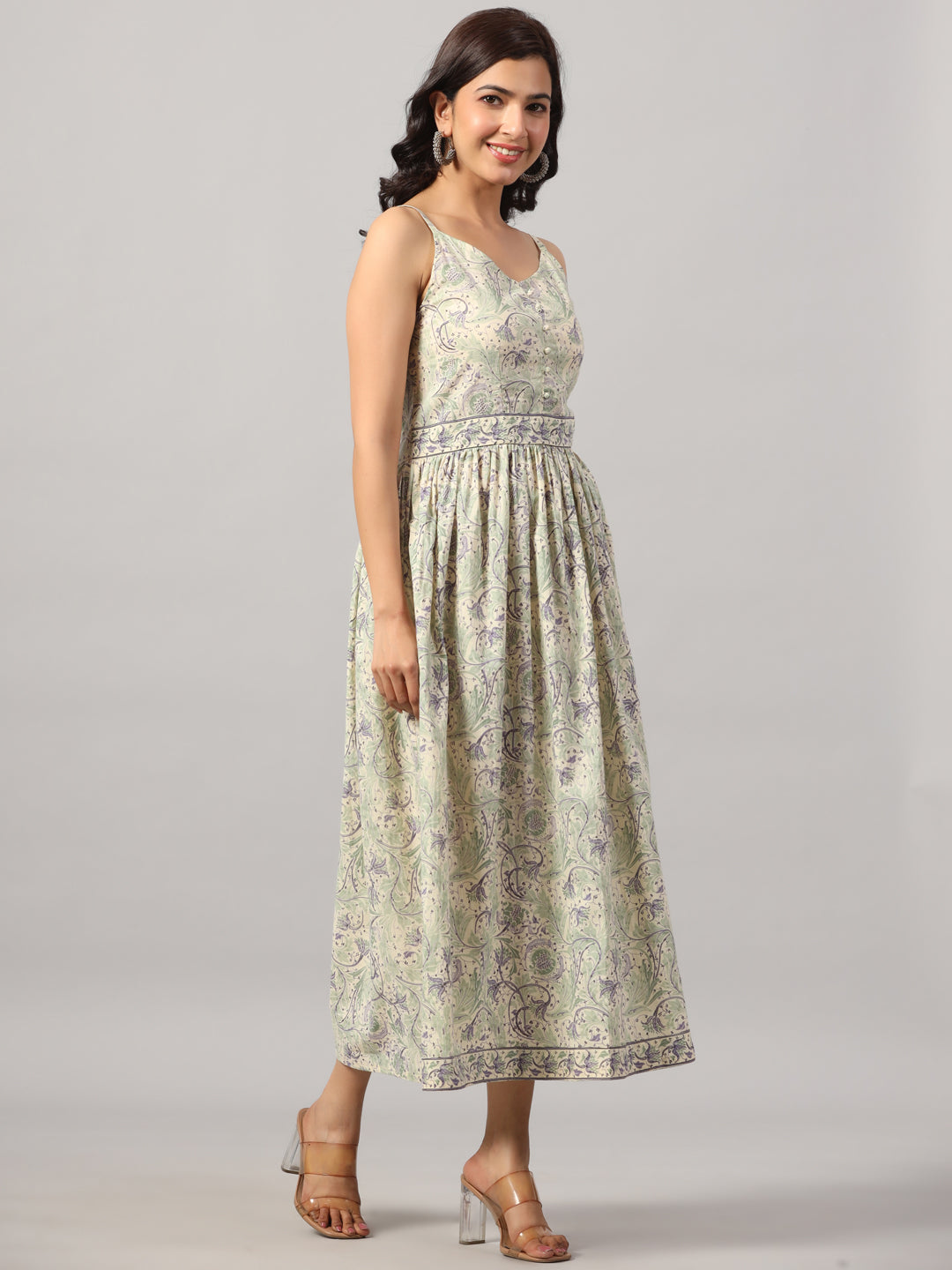 Cotton V-Neck Floral Dress