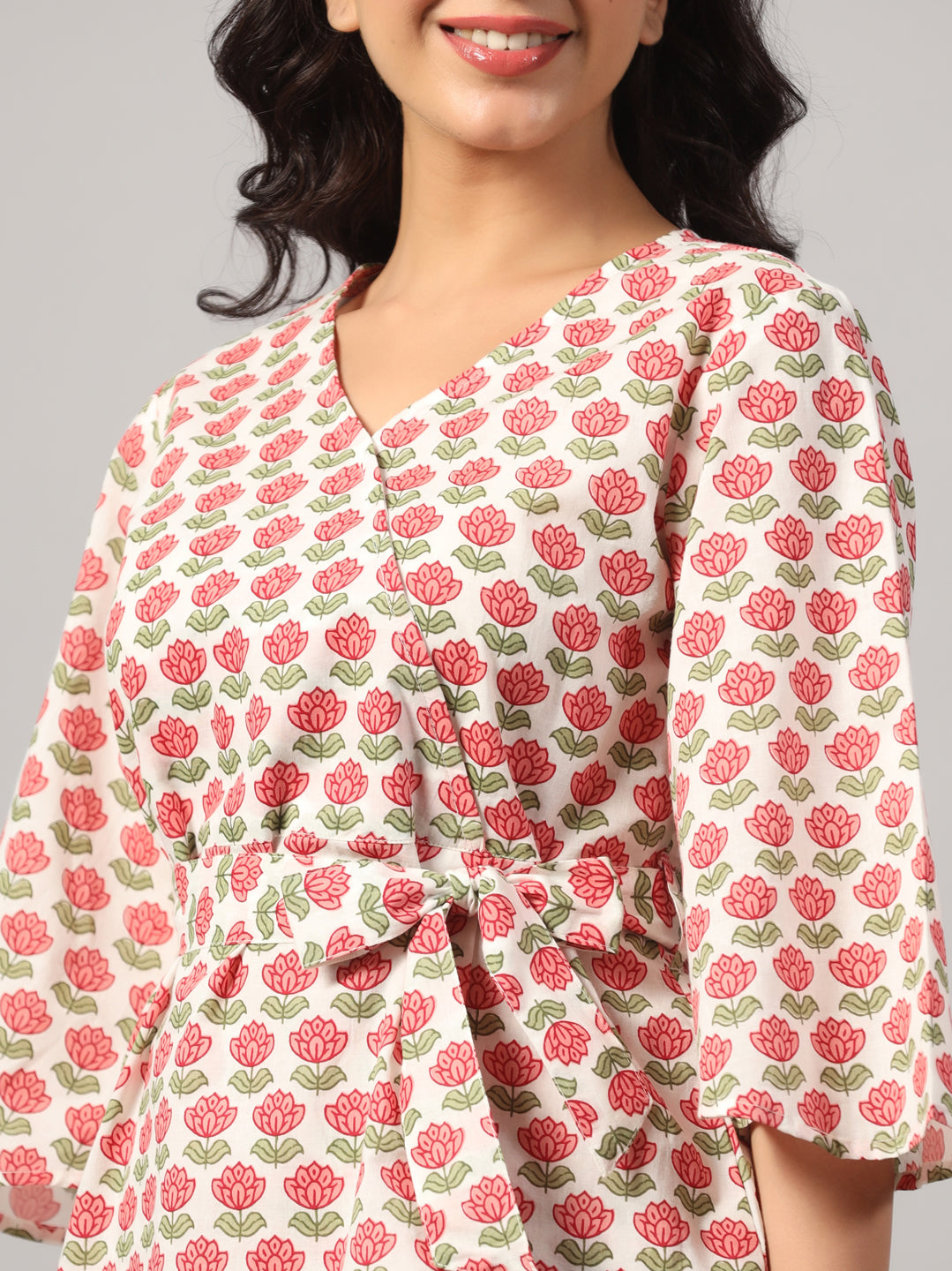 Block Print Wrap-Around Loungewear Set