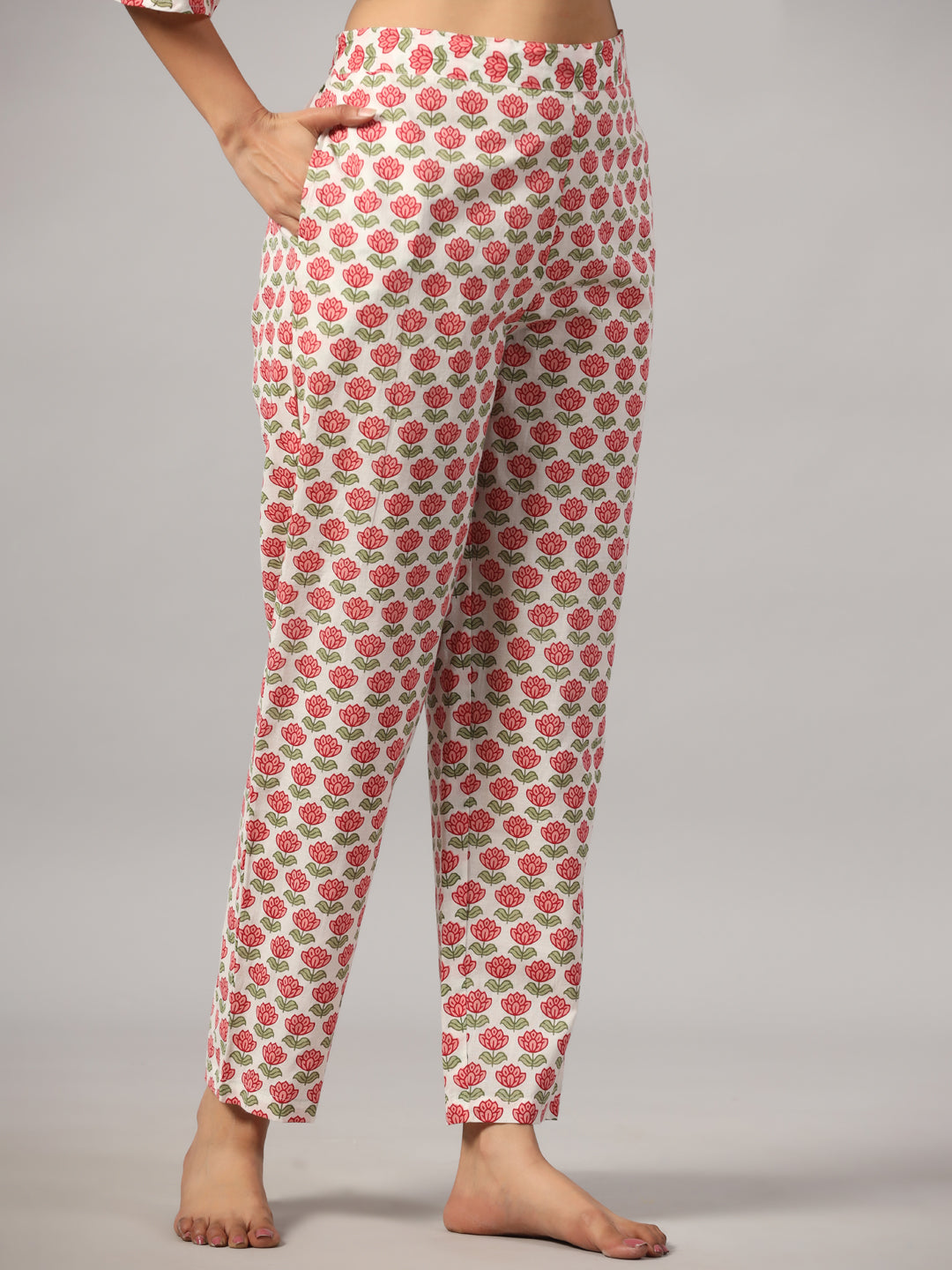 Block Print Wrap-Around Loungewear Set