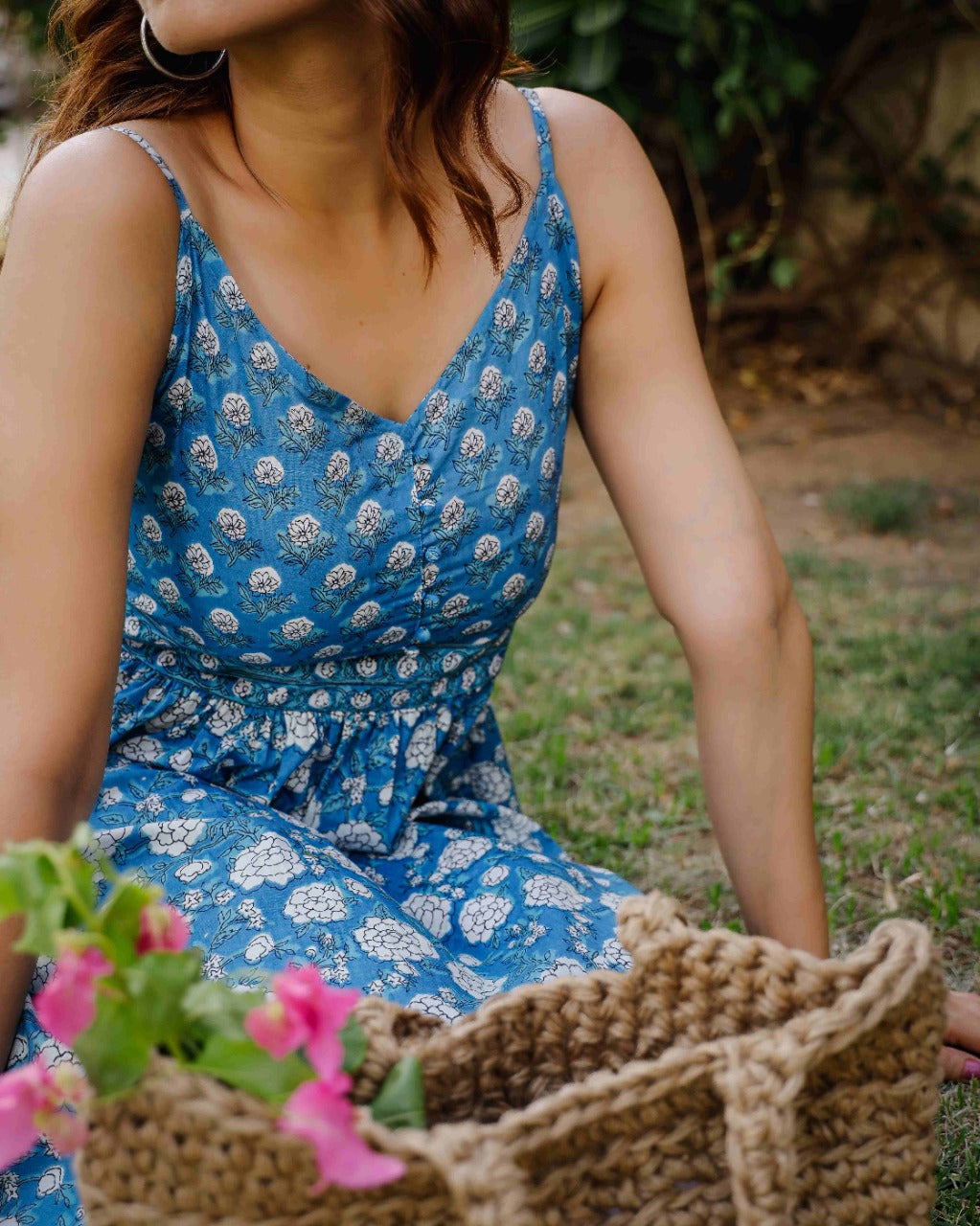 Cotton Printed Dress With Floral Motifs