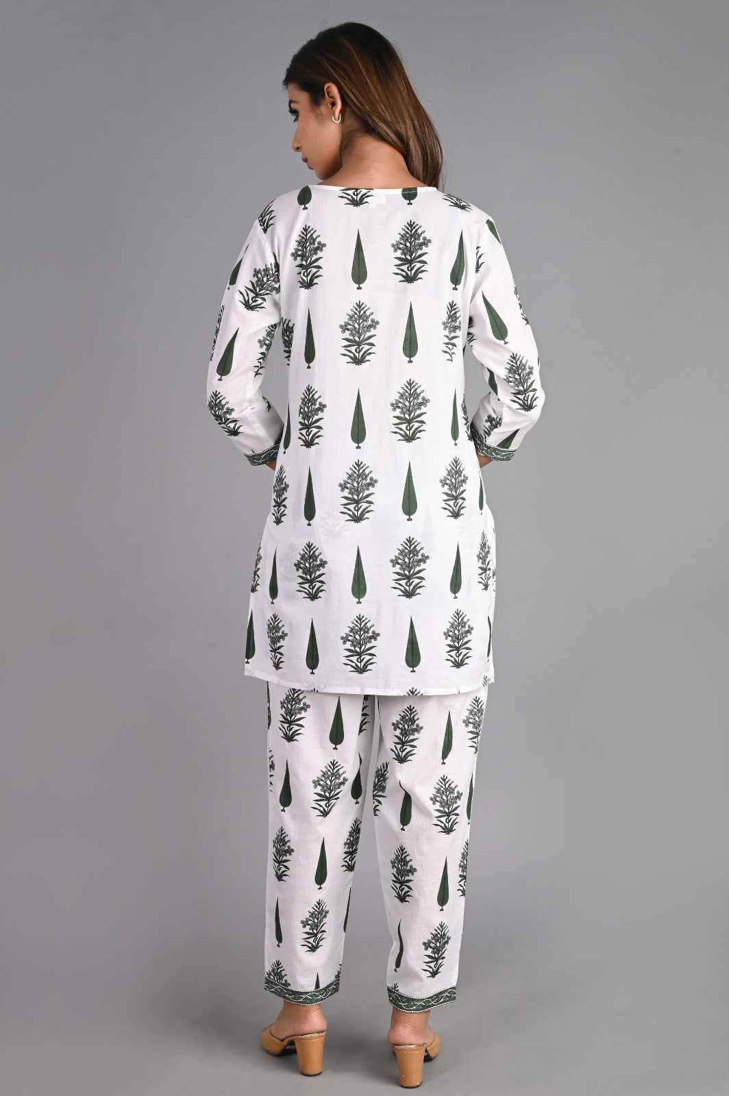 Leaf Printed Green Cotton Co-Ord Set