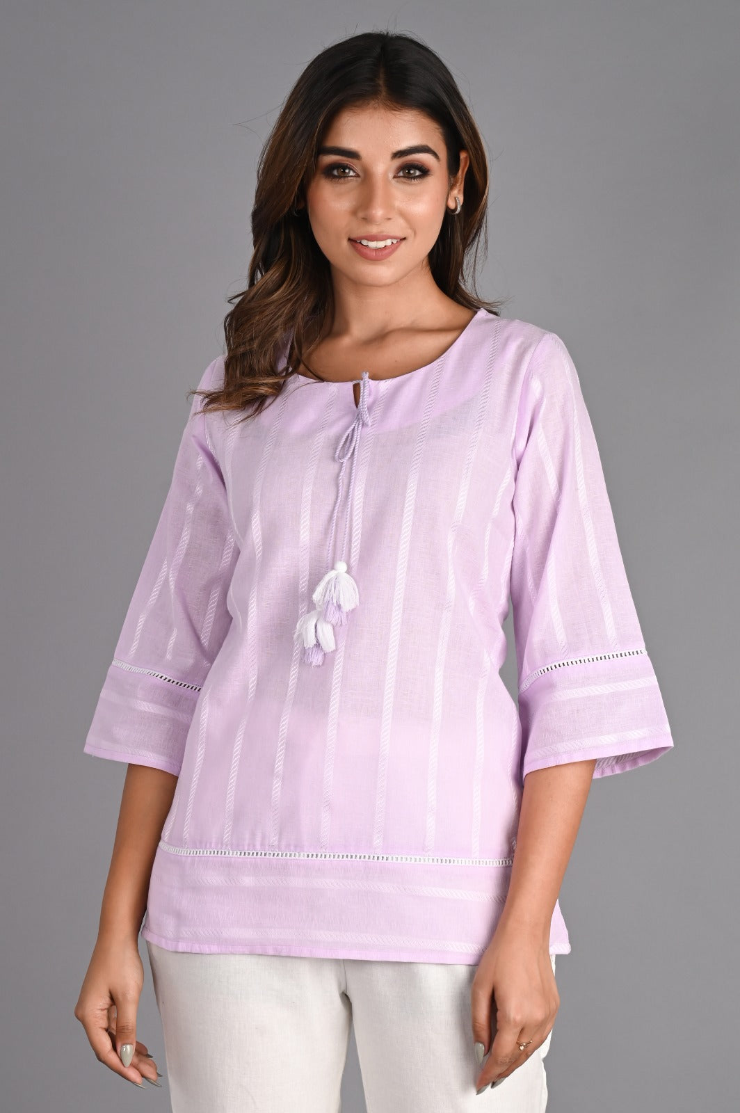 Purple Solid A-Line Top