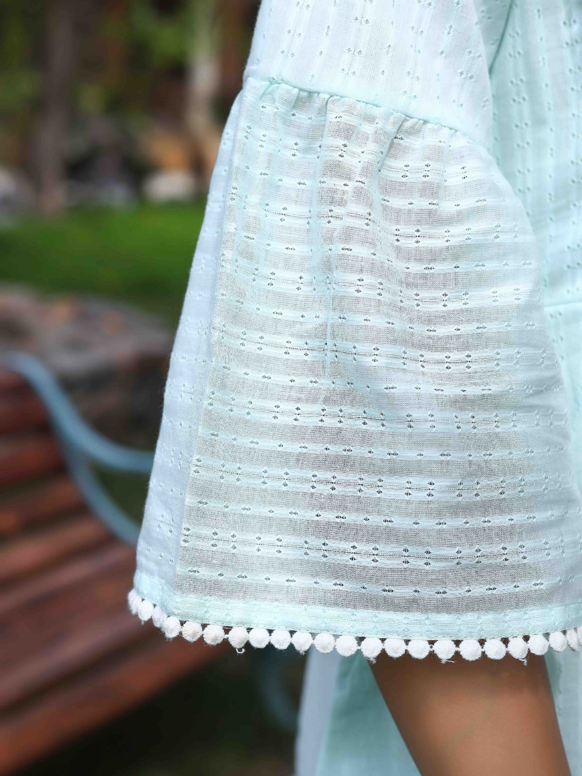 Blue Cotton Embroidered Dress