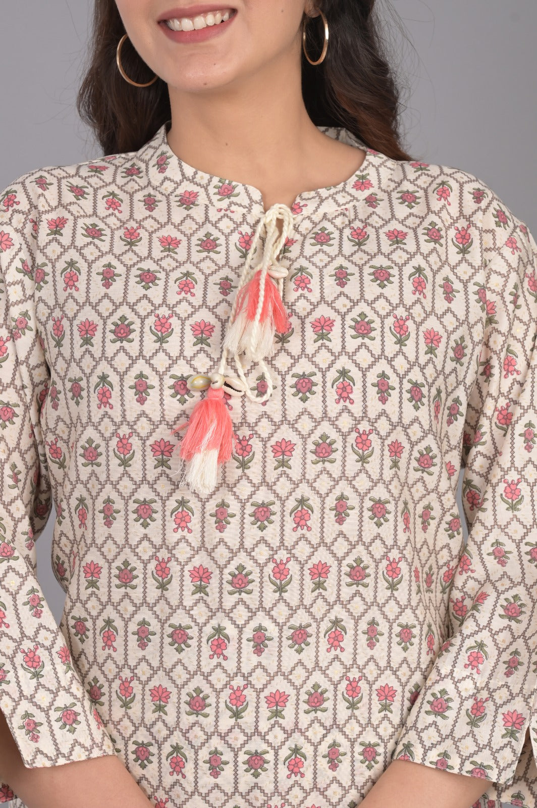 Pink Floral Co-ord Set with Tassels