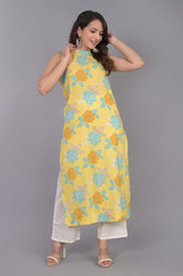 Yellow Floral Printed Kurti