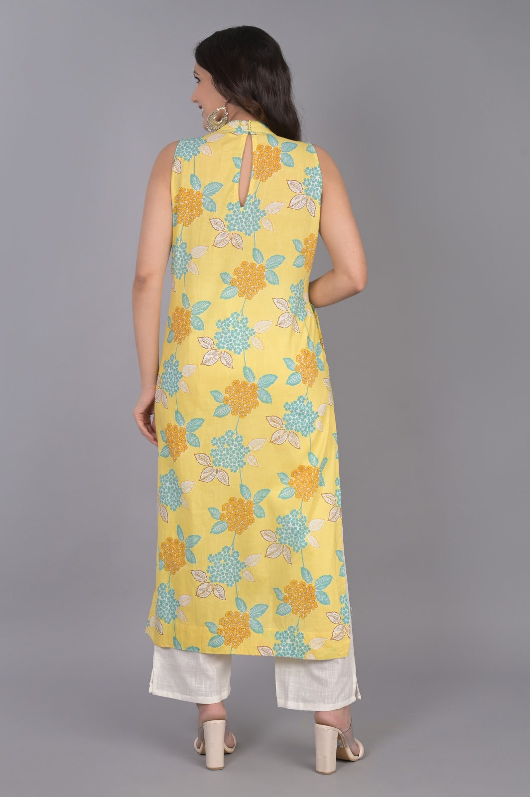 Yellow Floral Printed Kurti