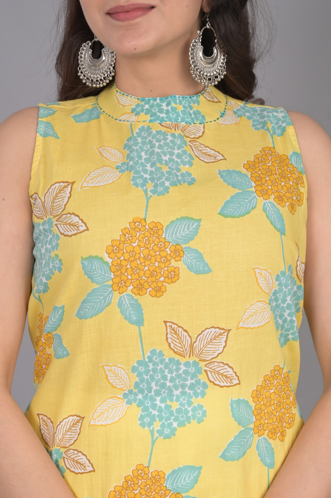 Yellow Floral Printed Kurti