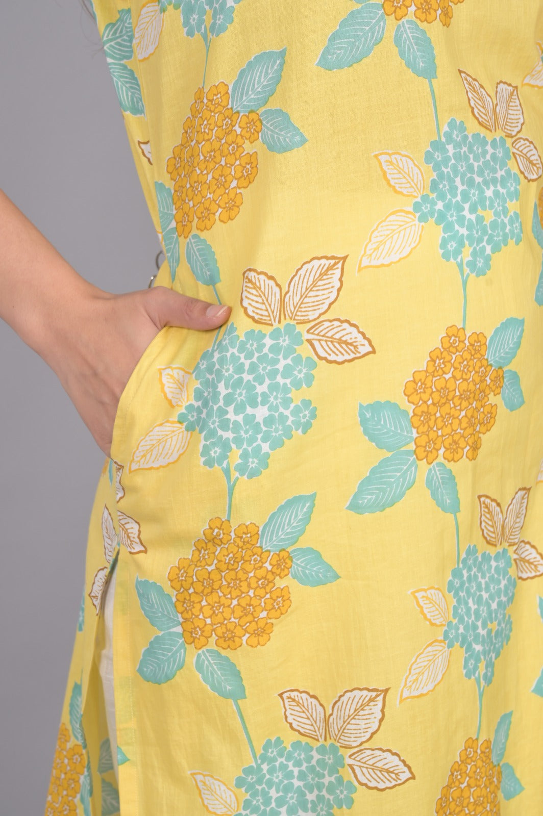 Yellow Floral Printed Kurti